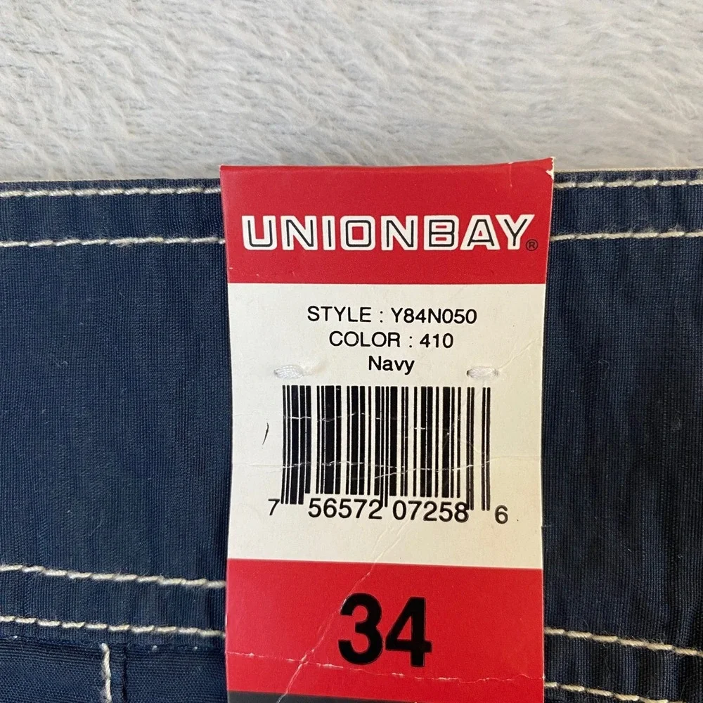 Unionbay Y2K Skater Board Shorts Men 34 Navy Colorblock Surf Beach Gorpcore NWT
